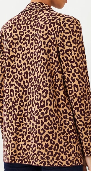 ANN TAYLOR Eastern Camel Leopard Print Sweater Blazer - Picture 4 of 9